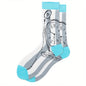 1 pair of men's cartoon printed tool pattern with unique and personalized long socks men  socks