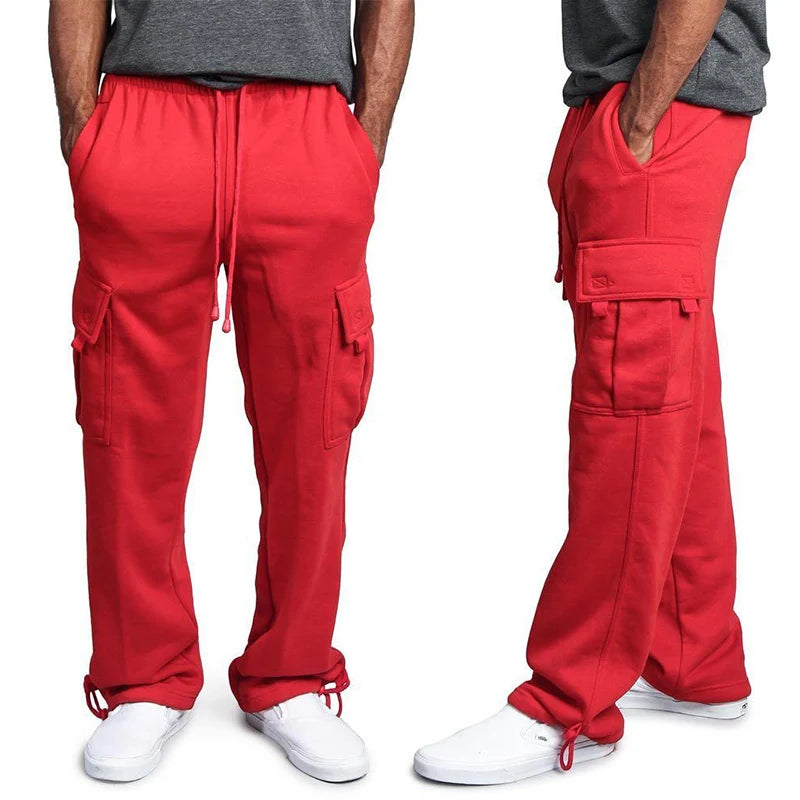 Men's  Cargo Pants Loose Drawstring Sweatpants with Pockets Sports Straight Trousers Jogging Long Pants Hip Hop Streetwear