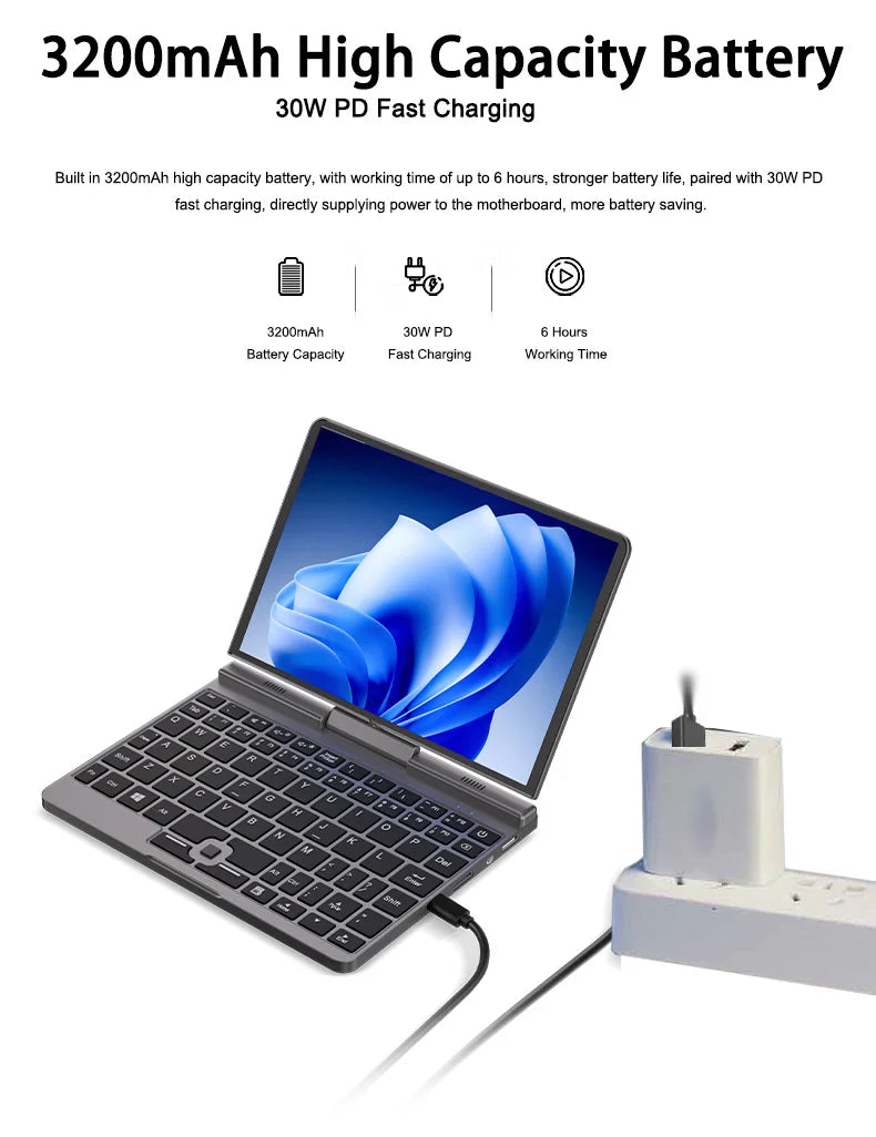 CRELANDER P8 8 Inch Mini Laptop Touchscreen Rotating 360 Degree Intel Alder N150 12GB WiFi6 Notebook Tablet PC Protable Laptops