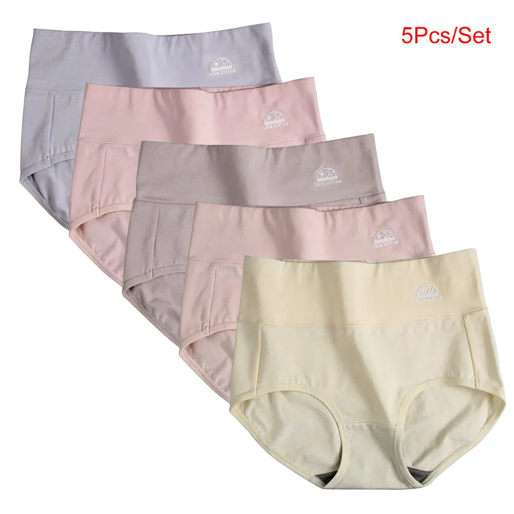 5 Pack Women's Cotton High Waisted Underwear - Tummy Control & Butt Lift, Graphene Antibacterial, Breathable Comfort, No Ride Up