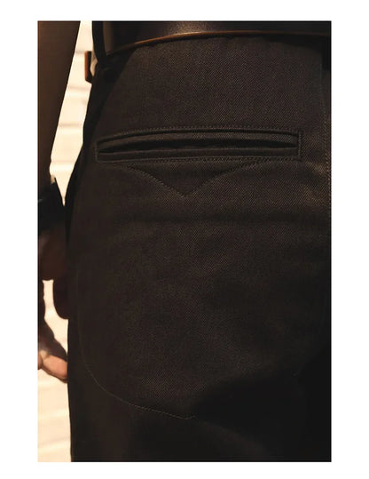 Red Tornado Black Men's Jeans Relaxed Fit 14.5oz Selvedge Denim Officer Trousers