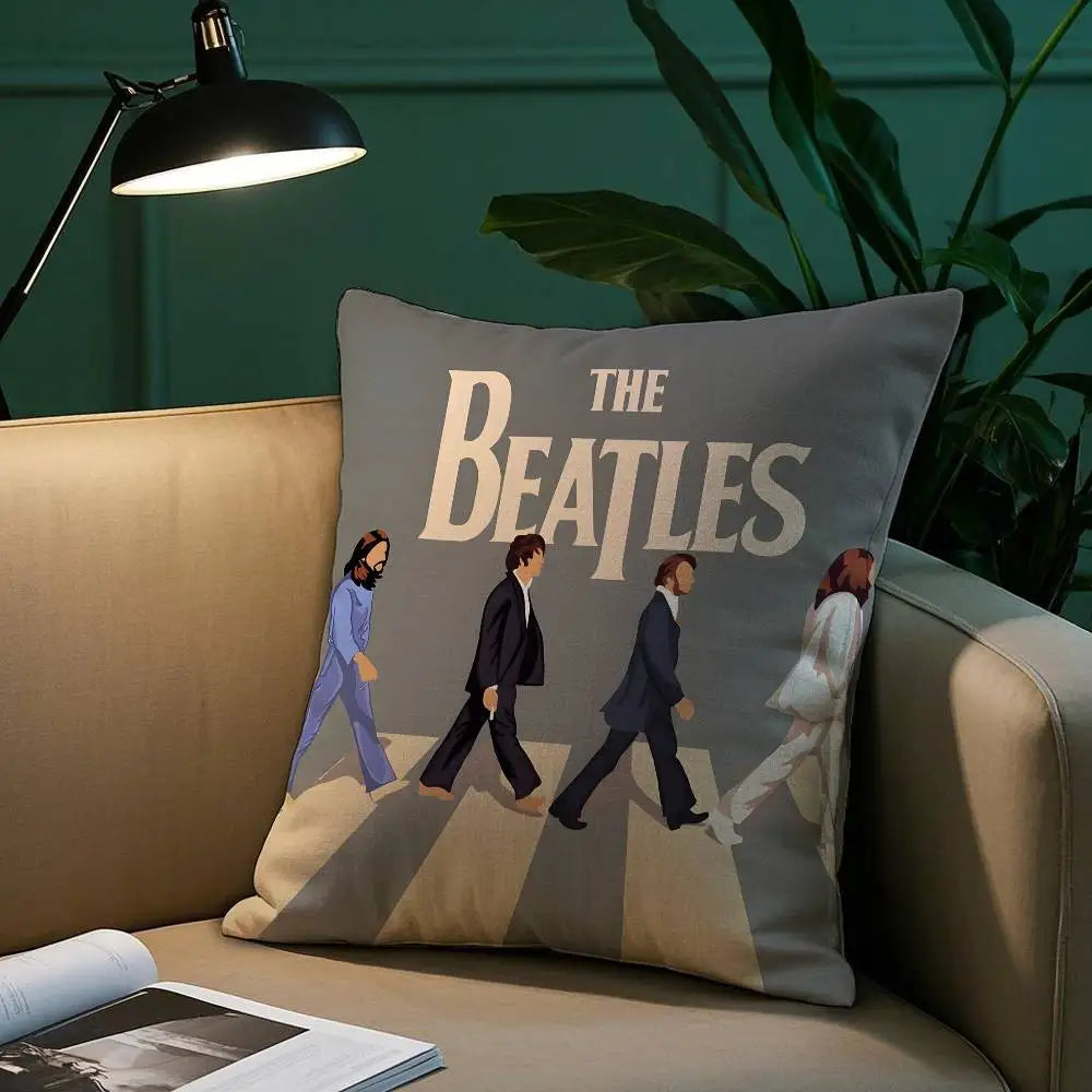 The B-beatles Band Pillow Case Short Plush Print Cushion Cover Square Throw Pillow Covers Sofa Home Decor
