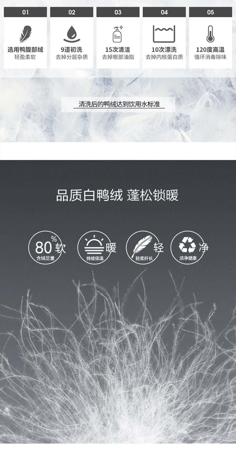 80%  White Duck Down Coat 2024 Trendy Fashion Winter Stand Collar Warm Sport Jacket Men's Thermal Thick Outwear