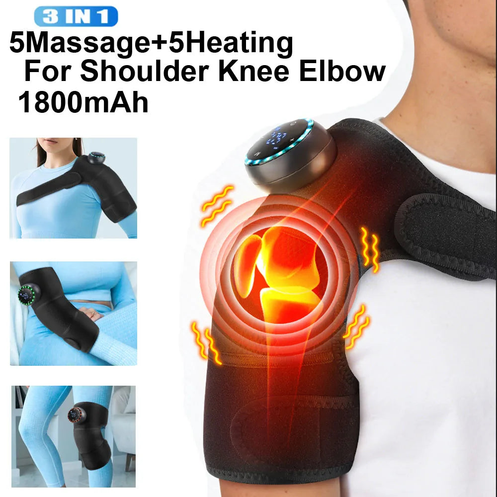 Electric Shoulder Massager Heating Pad Vibration Massage Support Belt Shoulder Thermal  Brace
