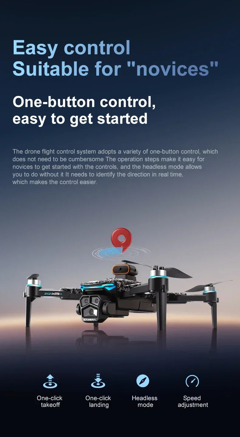 Xiaomi D13 GPS Drone 8K Triple-Camera HD Optical Flow Intelligent Obstacle Avoidance Brushless Motor Screen Remote Control Drone