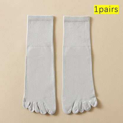 Hot Sale Men's Cotton Toe Socks Moisture-Wicking Odor Control Seamless Toe Design Long Crew Socks for Sports Daily Wear