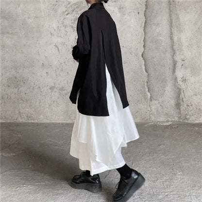 Women Skirts Gothic Irregular Skirts Pants Women High Waist White Black Long Skirts Female Pleated Skirts Culottes Women Clothes