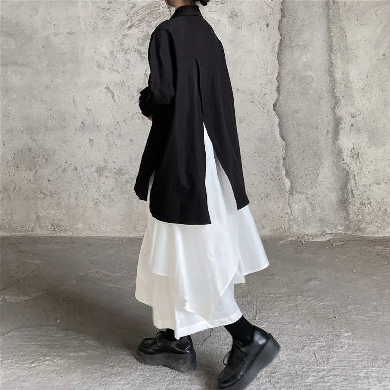 Women Black Skirts Japanese Gothic Irregular High Waist Pleated Skirt Pants for Women Vintage Cargo Skirts Female Clothes Ladies