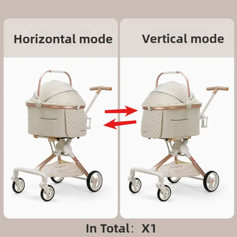 Foldable Pet Cart Strollers Basket Change Direction Medium Dogs Strollers Detachable Cat Dog Trolley Carrier Wheels Outdoor