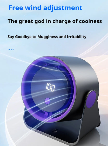 Desktop Fan Low-noise and Silent 100-speed Adjustable LED Display, Large-capacity Mini Desktop Wall-mounted Fan 1800mah