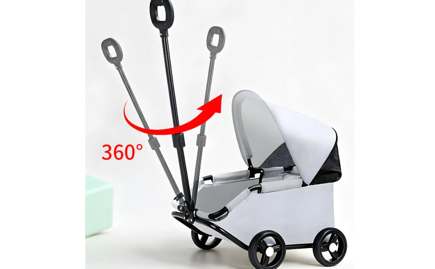 Foldable Pet Stroller 360-Degree Steering Lightweight Pet Stroller Rolling Carrier Body Transport Easy Fold