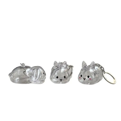 (HB05)Cartoon Pet Hair Memorial Transparent Storage Box Keyring Animal Rabbit Fur Organizer Keychain Bag Pendant Pet Souvenir