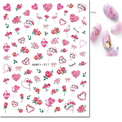 3d Nails Art Decals Spring Fruits Pink Full Tips Peony Magnolia Flowers Adhesive Sliders Stickers Decoration For Nails Manicure