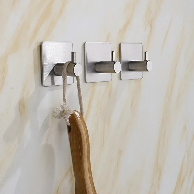 Stainless Steel 3M Self Adhesive Hooks Sticky Wall Door Hook Robe Tea Towel Rustproof Towel Rack, Clothes Coat Hanger