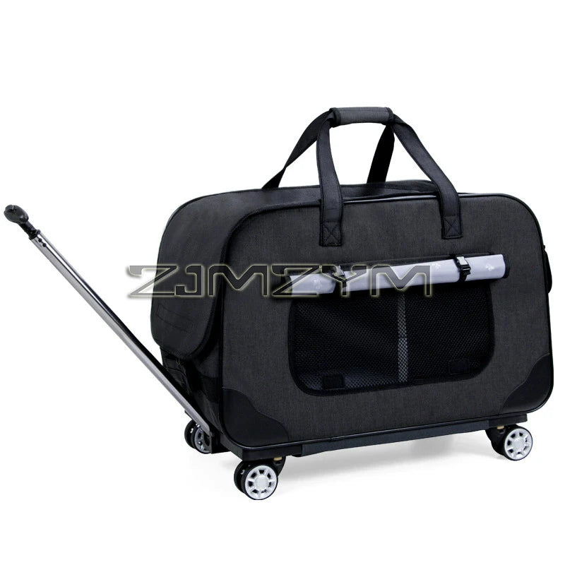 Foldable Pet Trolley, Detachable Windproof Cat Bag, Breathable Cat Carriers, Portable Pet Trolley Case