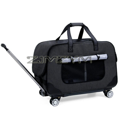 Foldable Pet Trolley, Detachable Windproof Cat Bag, Breathable Cat Carriers, Portable Pet Trolley Case