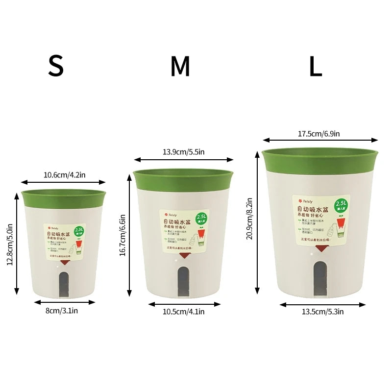 Self Watering Plant Pots Plastic Flowerpot Planter with Drainage Holes Hydroponics Flower Pot Plastic Lazy Automatic Plants Pot