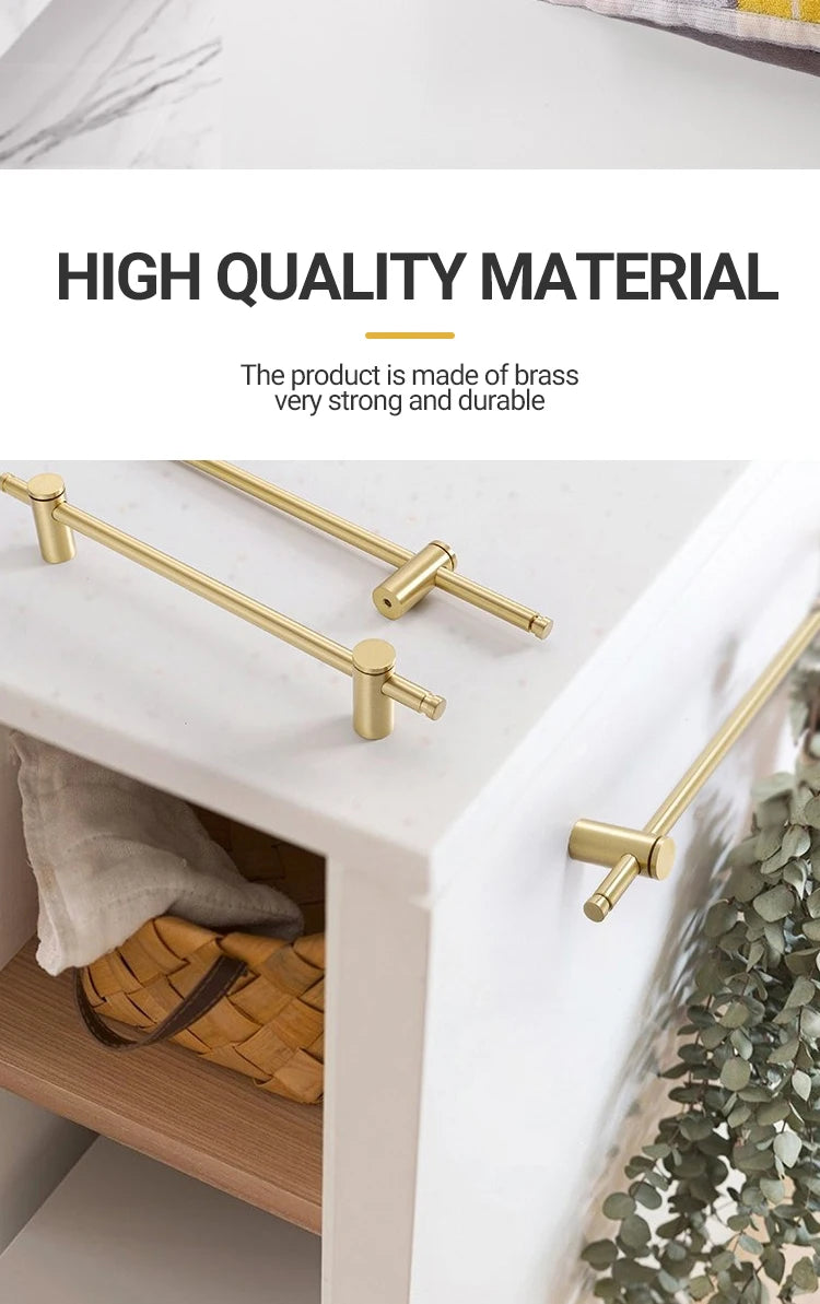 Brass long handle Nordic pure copper modern pulls simple gold light luxury pulls cabinet adjustable long handle cabinet handle