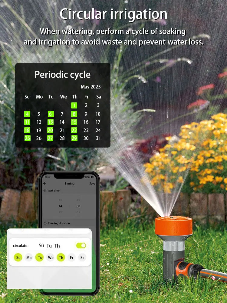3 Zone Water Timer with, Tuya Wifi+RF433, Featuring IPX5 Waterproof, Rain Delay, Intelligent Irrigation, Suitable for the Garden