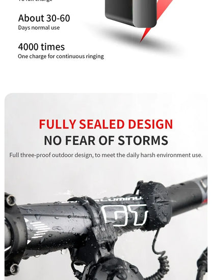 TWOOC Bicycle Electronic Horn Volume Adjustment 4 Kinds of Classic Cingtones Rechargeable 100dB Not Harsh Road Mountain Bike