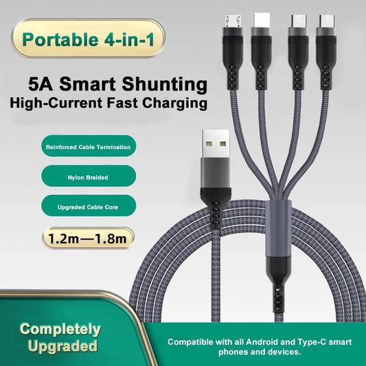 Multi Charger Cable 4 In 1 Charging Cable USB Fast Charge To Android Type C Charger for Mainstream Brand Phones/Tablets