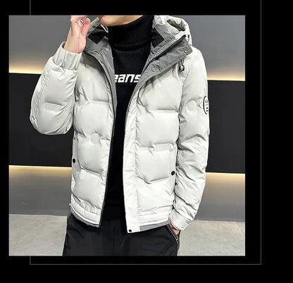 Hip Hop Men's Lightweight Hooded Down Jackets Winter Fashion Windbreaker Thick Warm Coats Outdoor Sport White Duck Down Jacket