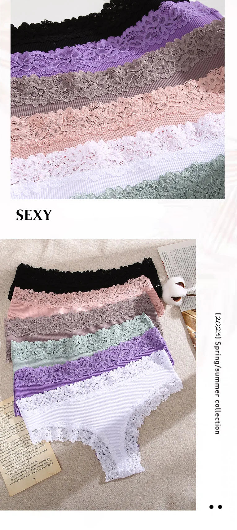 3PCS/Set Women Sexy Lace Panties Cotton Seamless Brazilian Panties Female Sexy Low Rise Soft Underwear G-String Lingerie S-XL