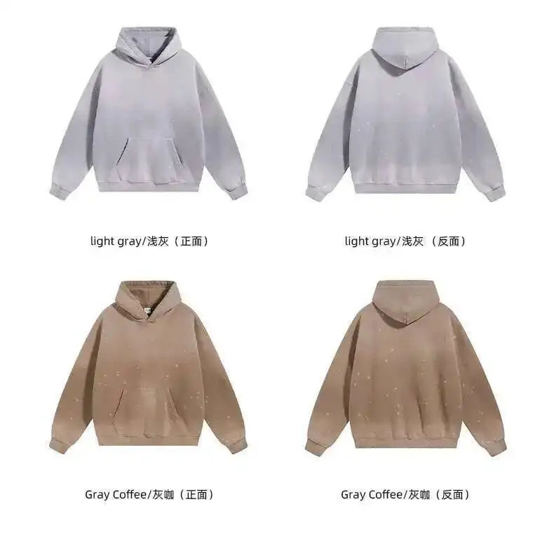 IEFB Washed Male Set Sweatshirt Sweatpants Splash-ink White Spray Dye Velvet Hoodies Autumn Spring New Trendy Male Wear 9W125