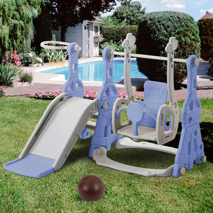 Rosahqnda 4-in-1 Children slide Indoor & Outdoor Outdoor Outdoor Playground for Toddlers Swing 1-6 Years