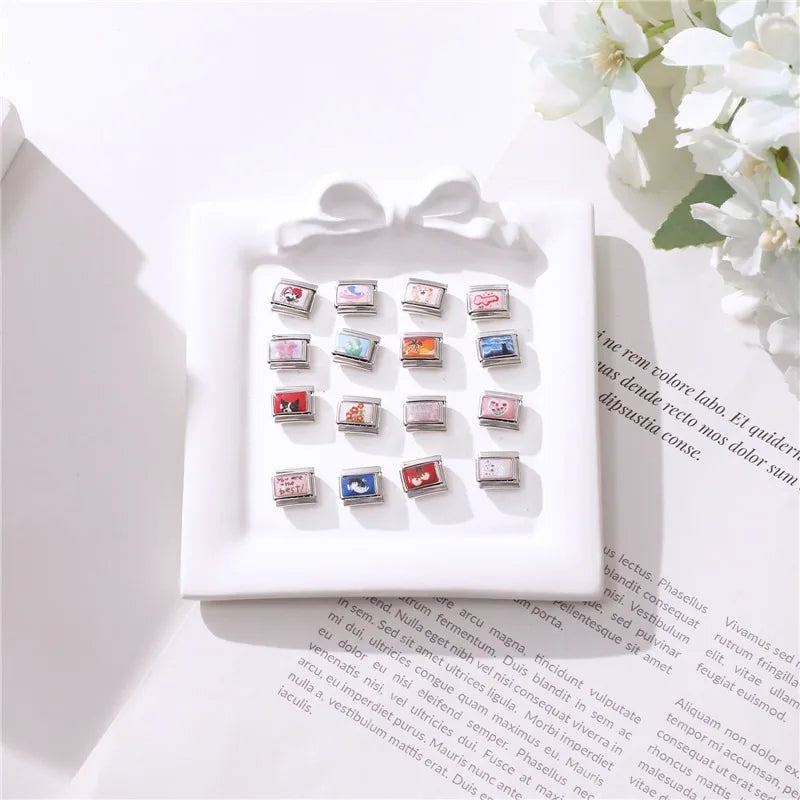 Wholesale Cute Animal Swimming Dogs Cats Sheep Charm Bracelet Fit 9mm Bracelet Stainless Steel Italian Links Making DIY Jewelrys