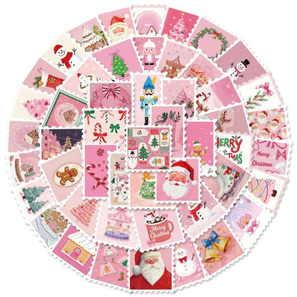 10/30/50PCS Christmas Pink Cartoon Stamps Stickers DIY Decoration Funny Notebook Phone Fridge Laptop Bike Car Graffiti Kids Toys