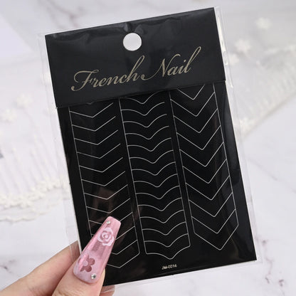 1pcs Curved French Lines Nail Art Stencils Stickers V-shaped Pattern Classic French Nail Decals Drawing Line Aid Nail Sticker To