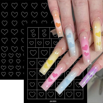 24-Design Airbrush Stencil Nail Stickers 1Pcs Butterfly/Heart/French Line Nail Decal Adhesived DIY Nail Template Airbrush Slider