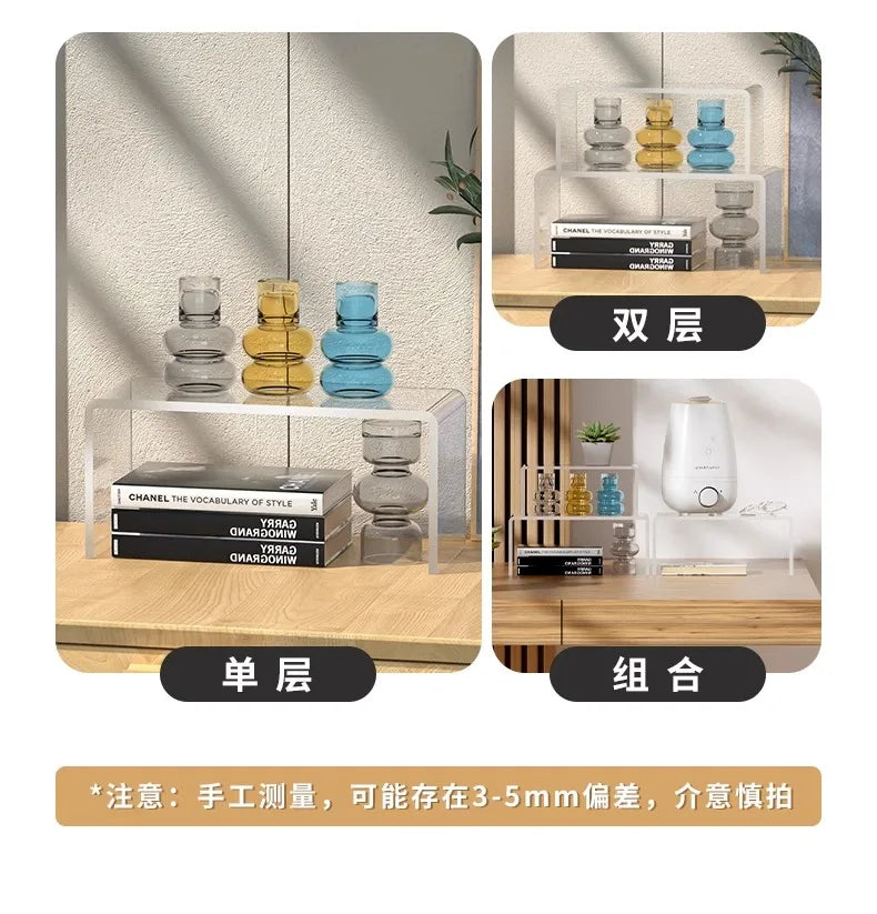 5mm Thick Acrylic Clear Storage Rack Desktop Display Cosmetics Storage Table Elevated Partition Board Toy Perfume Storage Rack