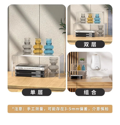 5mm Thick Acrylic Clear Storage Rack Desktop Display Cosmetics Storage Table Elevated Partition Board Toy Perfume Storage Rack