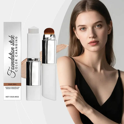 New 2-in-1 Color-Changing Foundation Stick Liquid Lightweight Moisturizing Brightening Foundation Color Changing For All Skin