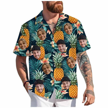 Custom Face Hawaiian Shirt Unisex Funny Personalized 3D Printed Button Shirts 2025 Beach Short Sleeves Lapel Shirts DIY Blouses
