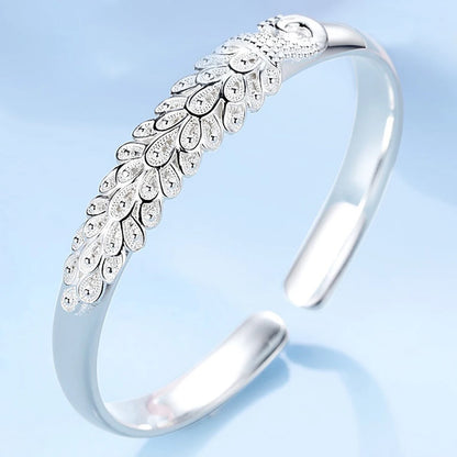 New 925 sterling silver elegant Peacock opening screen bracelet Bangles for women fashion party wedding Accessories jewelry gift