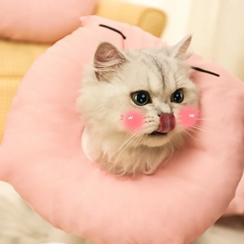 Adjustable Cat Elizabethan Collar Cartoon Comfortable Pet Protective Cone Collar Soft Lightweight Anti-licking Collar