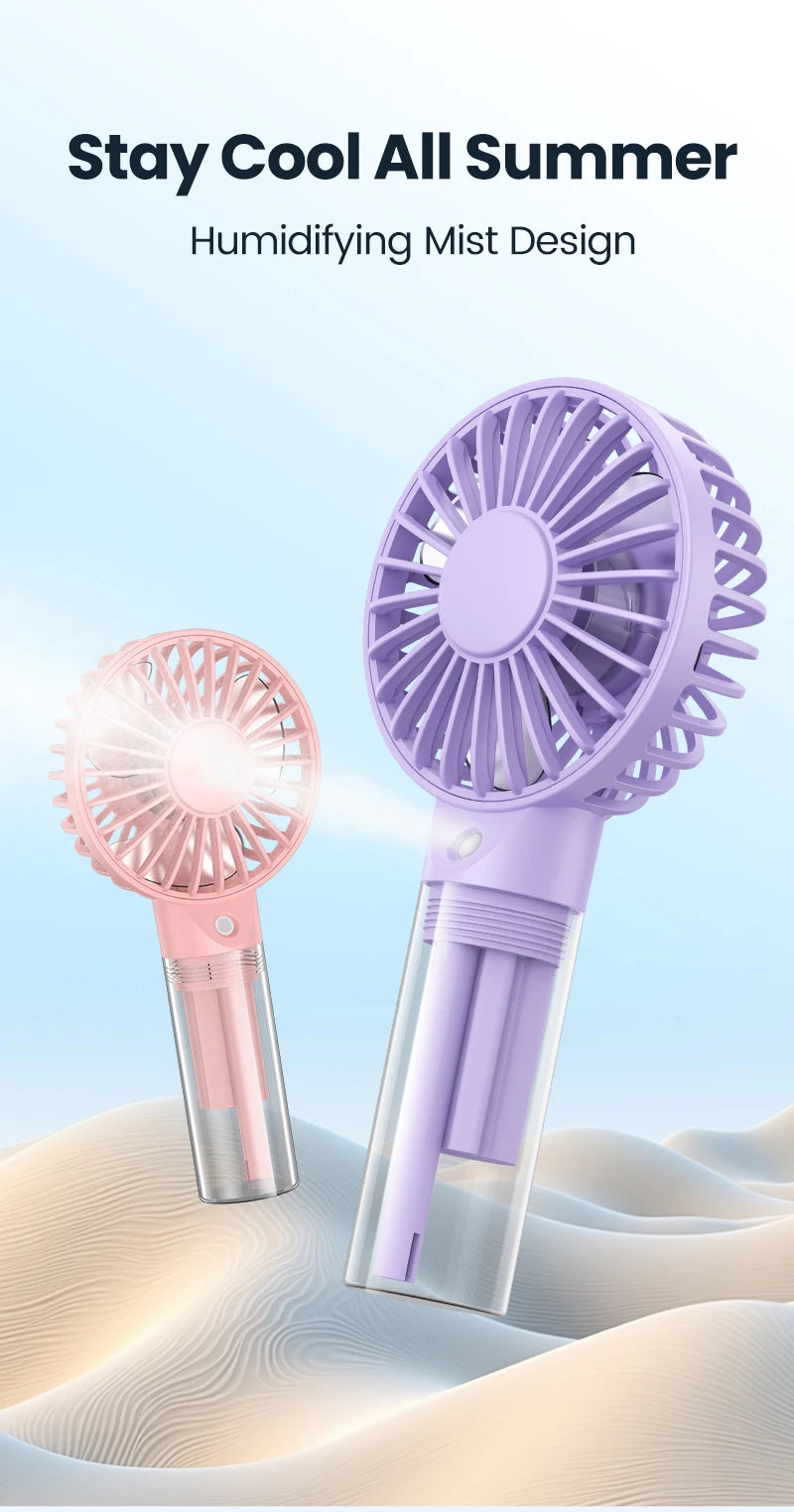 TOPK Mini Portable Fan with Water Mist,2000mAh Capacity& Humidifying Function for Summer Personal Electric Fan USB fans for Room