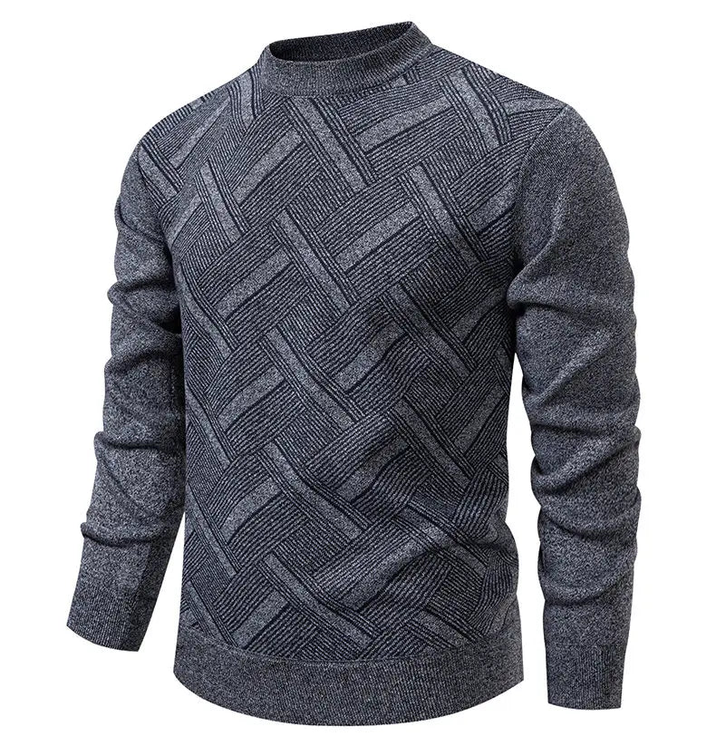 New Sweater Men Casual Knitted Pullover Solid Color Warm Regular Fit Round Neck Sweater Pullovers Mens Sweatwear