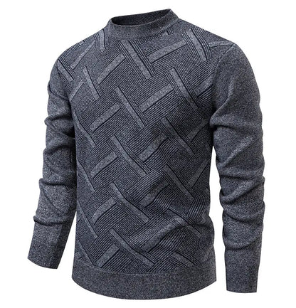 New Sweater Men Casual Knitted Pullover Solid Color Warm Regular Fit Round Neck Sweater Pullovers Mens Sweatwear