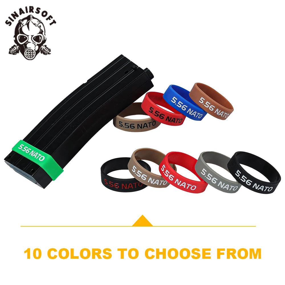 6pcs/Pack Tactical Magazine Marking Band Airsoft Rifle Elastic Mag Rubber Ring For 5.56 Nato Airsoft Rifle Hunting