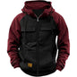 Autumn Winter Hoodies Men Zipper Patchwork Warm Fleece Sweatshirts Multi Pockets Male Fashion Hooded Jacket Thick Outdoor Hoodie