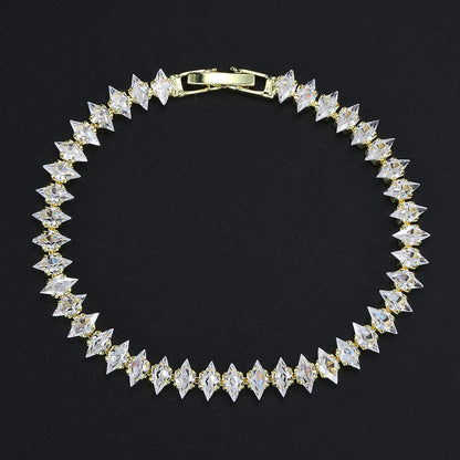 Luxury Dainty Tennis Bracelet for Women Silver Color Sparkling Cubic Zircon Stackable Chain Crystal Banquet Wedding Jewelry H085