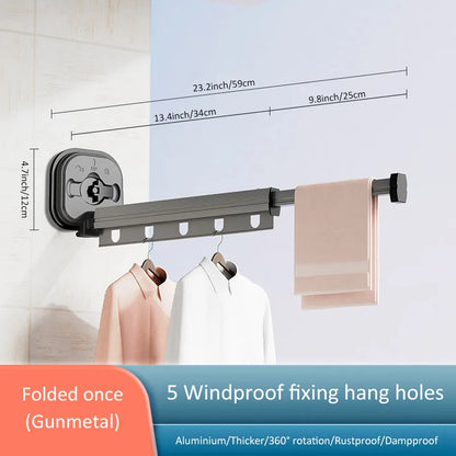 1 Pc No Punching Wall Mounted Clothes Hanger Retractable Wall Mounted Laundry Drying Rack Collapsible Drying Racks Space Saving