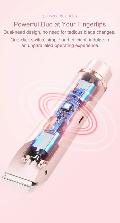 2 In 1 Women Electric Razors Bikini Trimmer Face Shavers Hair Removal for Underarms Legs Lady Body Trimmer Waterproof Painless