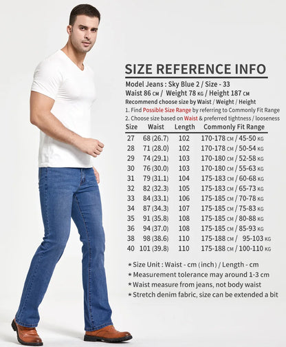 LGRG Mens Boot Cut Jeans Slightly Flared Slim Fit Blue Black Trousers Designer Classic Male Stretch Denim Pants