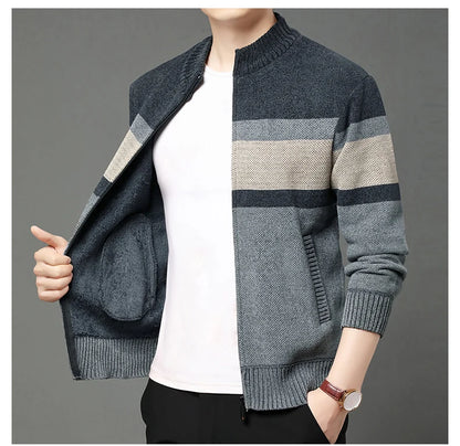 Premium Thick Chenille Fabric Warm New Brand Casual Fashion Stand Collar Men Jacket Streetwear Zipper Autumn Winter Coats