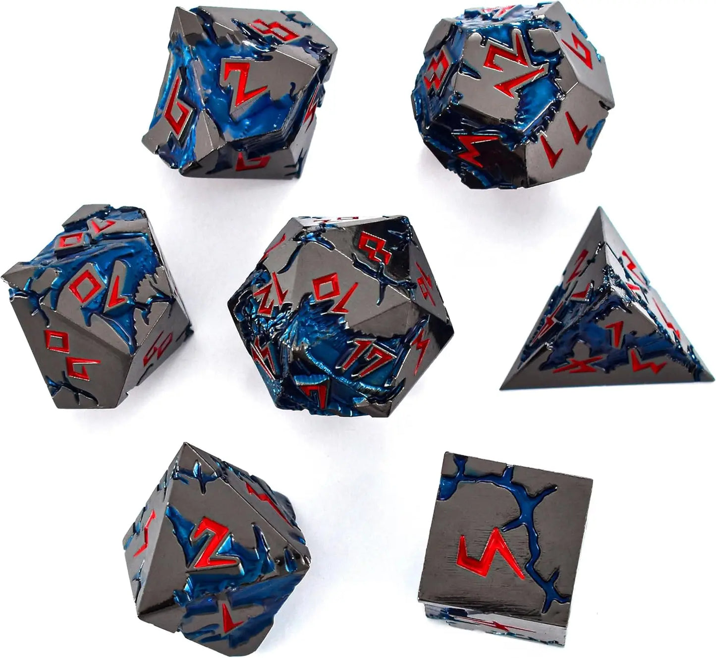 D&D Dice 7 Die Metal DND Dice Set, Weighted Metallic for Dungeons and Dragons Dice Set, Polyhedral D and D Dice Roleplaying Cube
